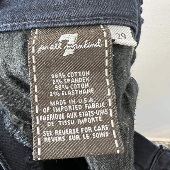 7 FOR ALL MANKIND Blue Dark Wash Flap Pocket Low-Rise Skinny Denim Jeans Sz 29 - Picture 6 of 7